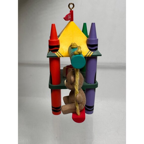 Hallmark Crayola Crayons Ornament 1994 Bright Playful Colors Bear On Swing QX527 - Picture 10 of 11